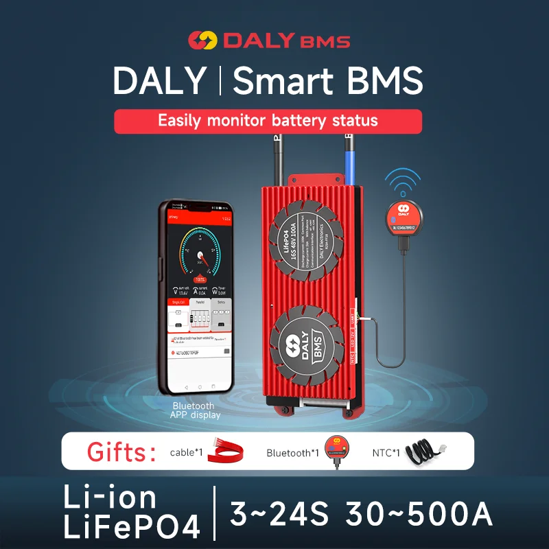 30A BMS Daly Smart Bluetooth Control Charge and Discharge with balancer For 12V Battery NCM 3.7V 10S 36V 13S 48V