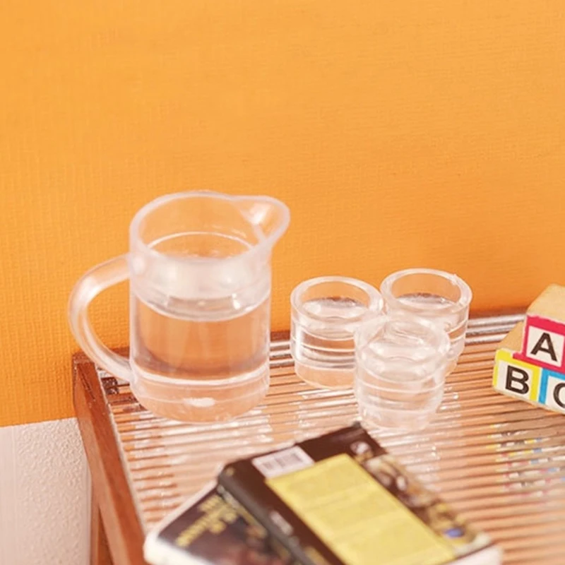 1Set 1:12 bollitore in miniatura per casa delle bambole tazza di acqua al limone Set da tè per bevande bambini giochi di imitazione accessori per la casa delle bambole giocattolo