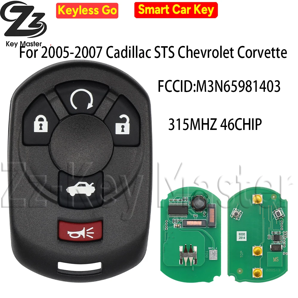Zz-KeyMaster Store For 2005-2007 Chevrolet Cadillac STS FCC M3N65981403 267F-65981403 15212383/2382  Keyless Entry Remote Contro