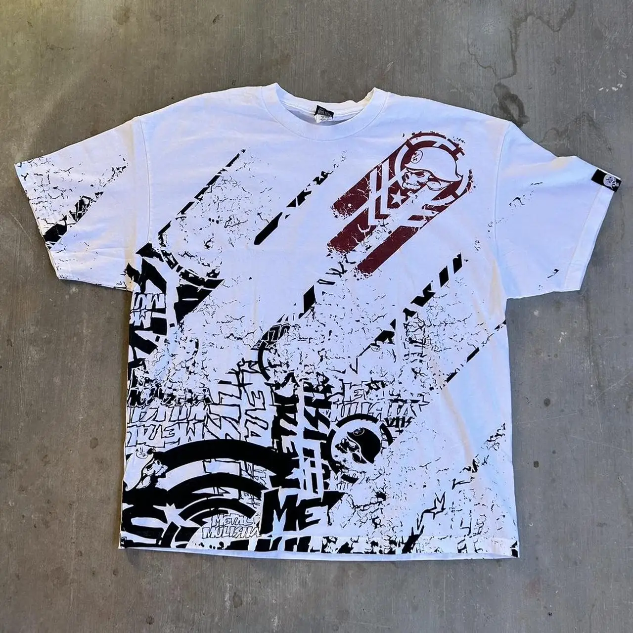 

American retro graffiti skull T-shirt Street trendy loose old printed short sleeves Subculture style top