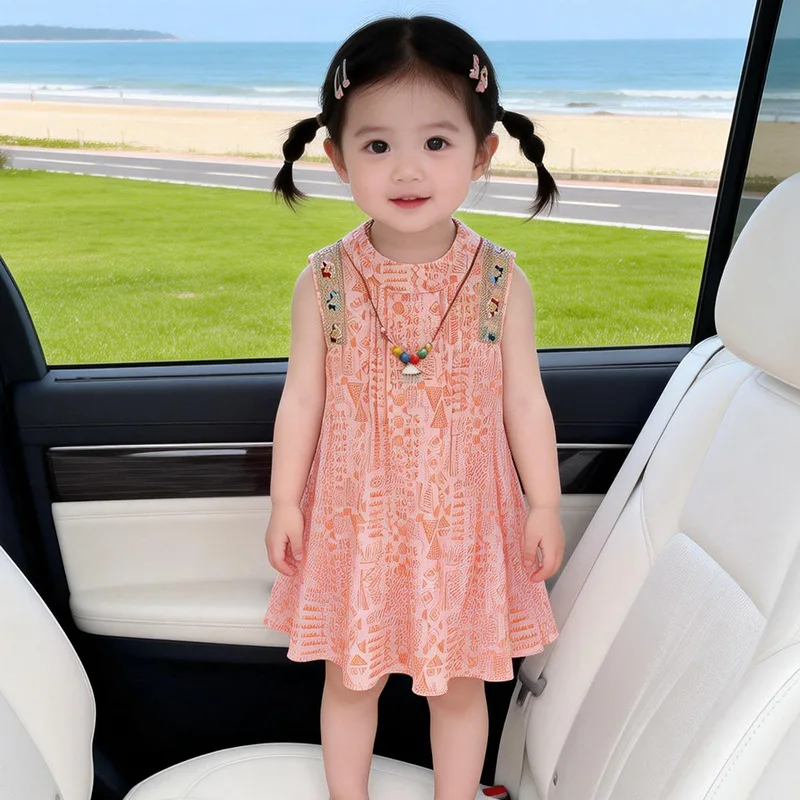 Girls' Summer Dress2026New children's summer dress, sweet little girl's sleeveless tank dress