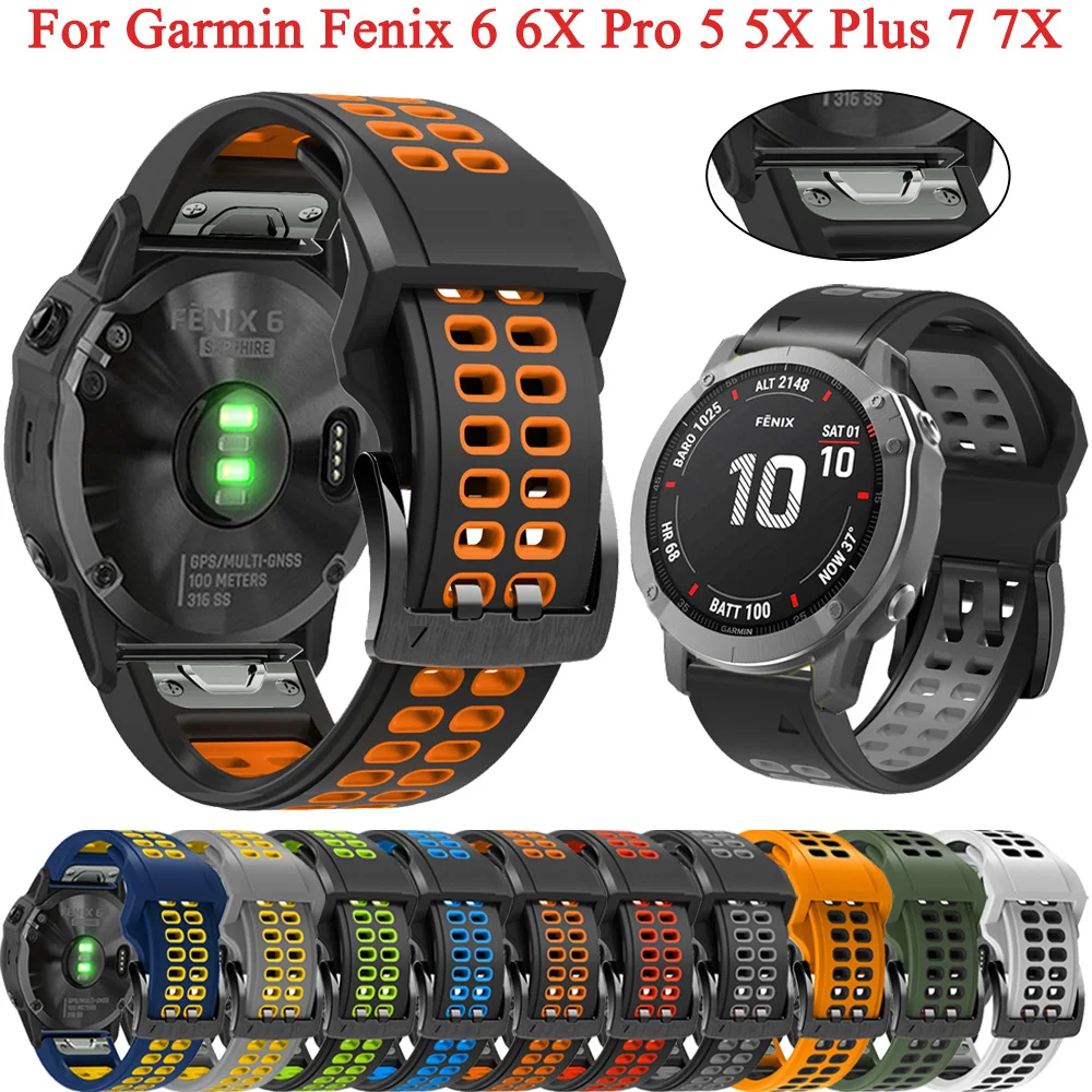 Correa de silicona de ajuste rápido para reloj inteligente, pulsera para Garmin Fenix 6 6X Pro 5 5X Plus 7 7X epix 3 3HR 935 Mk1 22 26mm