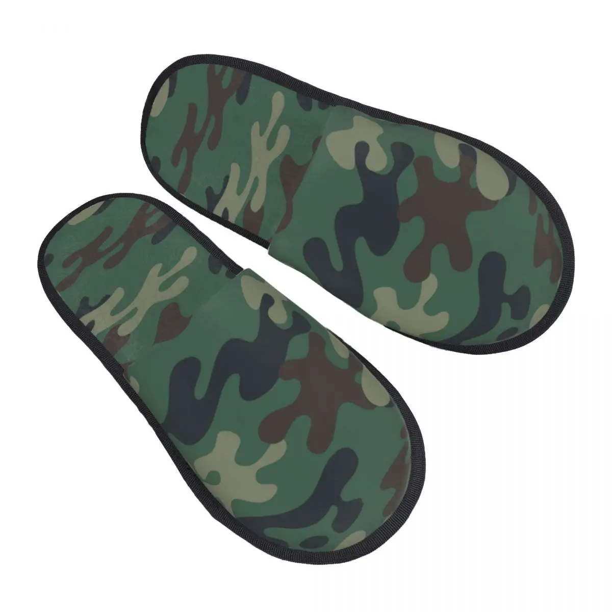 

Green Military Camouflage Soft Scuff Memory Foam Slippers Women Arm War Soldier Camo Spa House Shoes