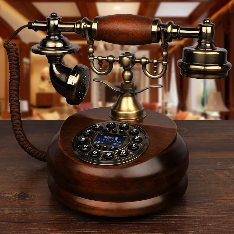 

OEM ODM Rubber Solid Wood Zinc Alloy Rotary Antique Landline with SIM Card Classic Vintage Audio book phone