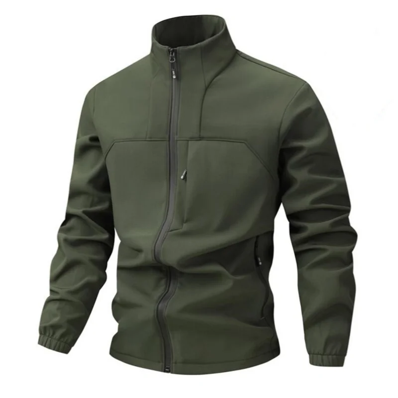 

2026 Autumn/Winter New Arrival Men's Softshell Jacket Casual Fashion Fleece-Lined Warm Stand-Up Collar Coat Windproof