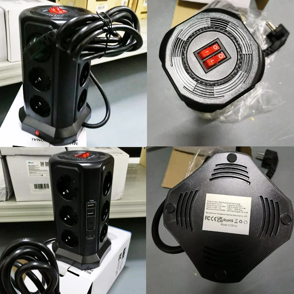 Melery قطاع الطاقة المتعددة العمودي الاتحاد الأوروبي المكونات الكهربائية برج المخرج المقبس USB نوع-C 20 واط عرام حامي وصلة تمديد الدائرة الحبل