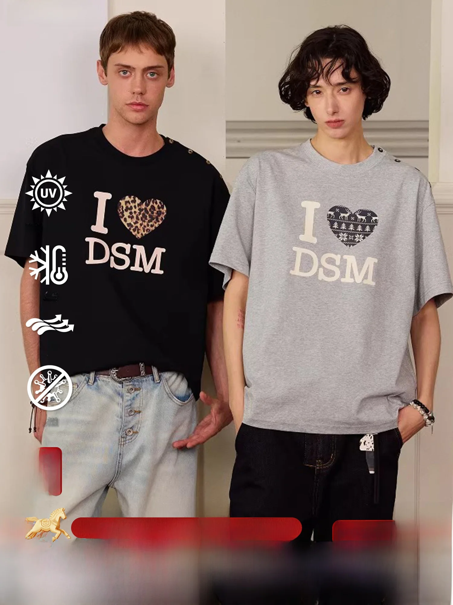 

Футболка с леопардовым принтом и узором в виде сердец, быстросохнущая, с коротким рукавом, на пуговицах, с защитой от солнца, для молодежи