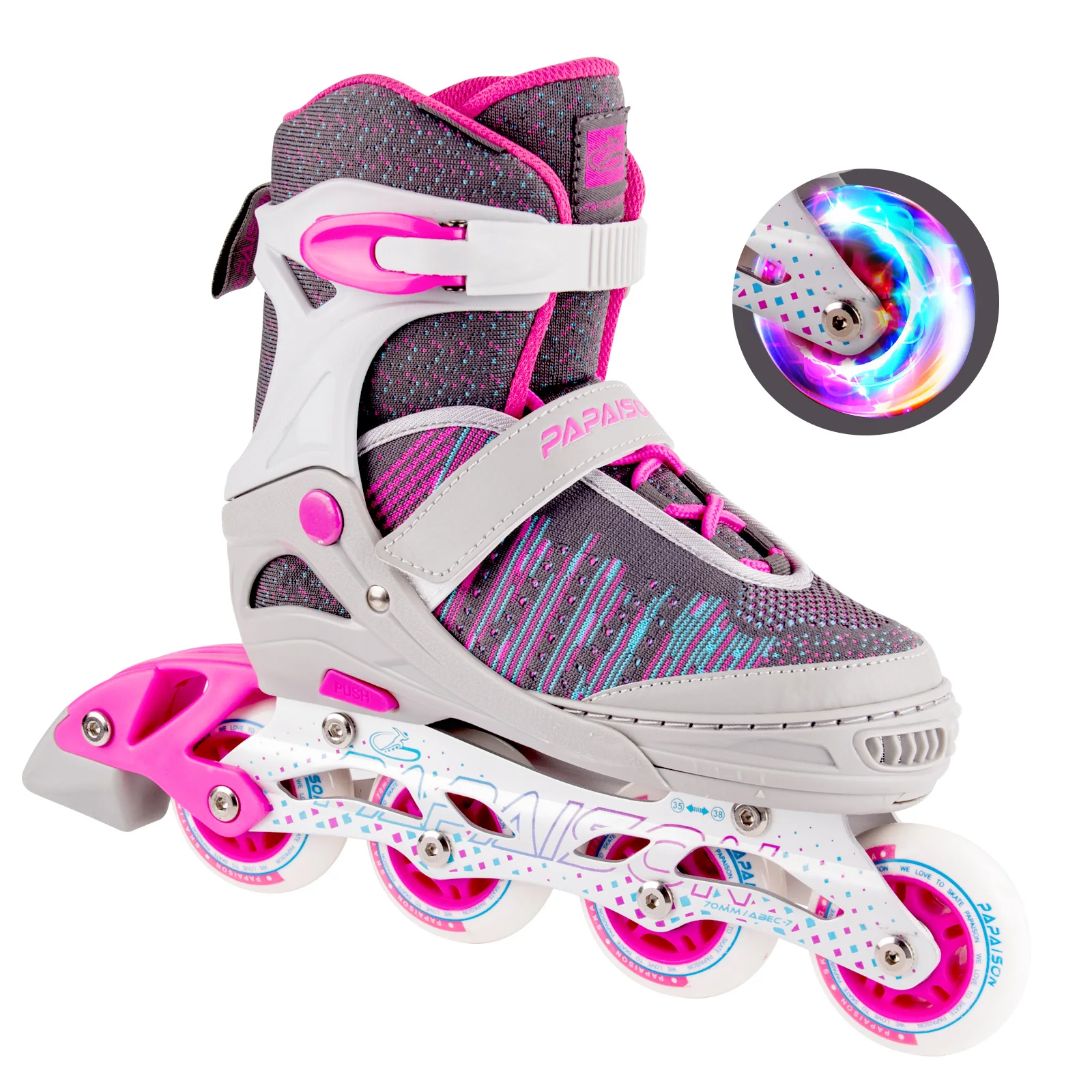 

Size Adjustable in Stock 8 Illuminating Wheels Safe Durable Fashionable Roller Kids Adults Shoe