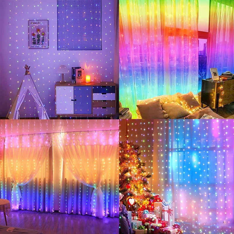 Curtain LED String Lights USB Plug-in with Remote Control Christmas Decoration Holiday Wedding Indoor Bedroom Home Party Lights