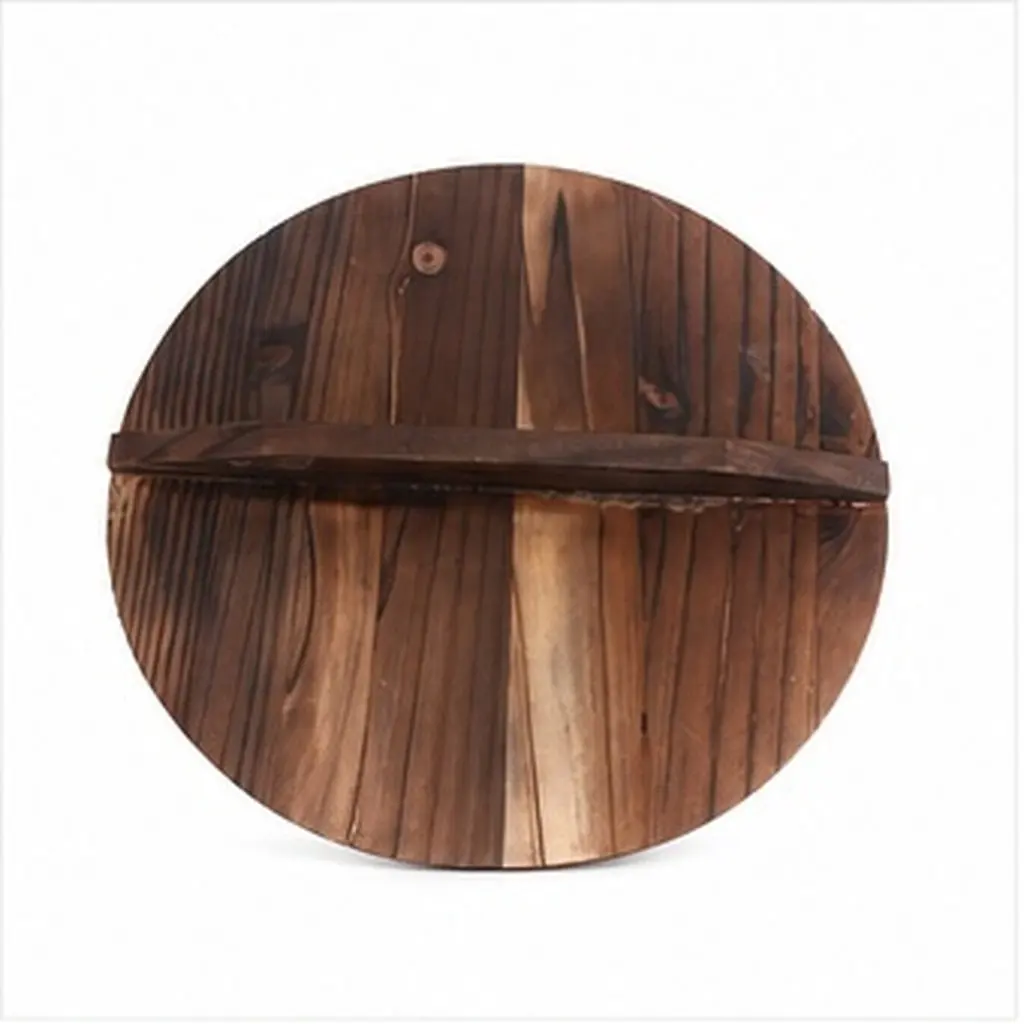1Pcs Wooden Pot Lid Waterproof Moisture Proof Carbonized Splicing Pot Cover Handle Kitchen Cookware Household Kitchen Supplies