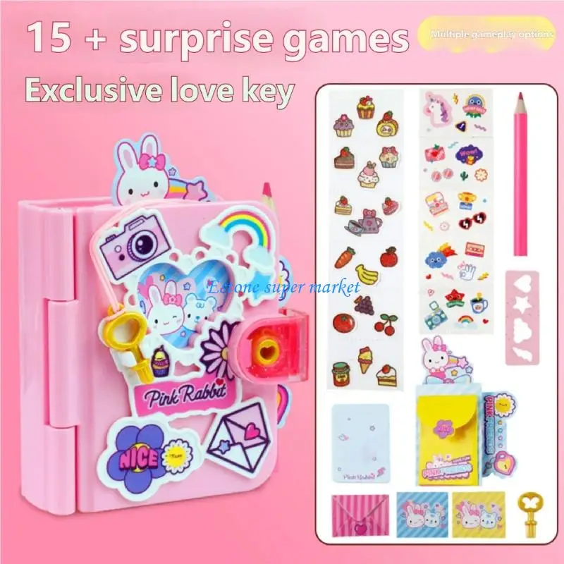 090B Creatief handwerknotitieboekje voor kinderen Geheim dagboek Notitieboekspeelgoed met cartoonthemaontwerp voor expressie