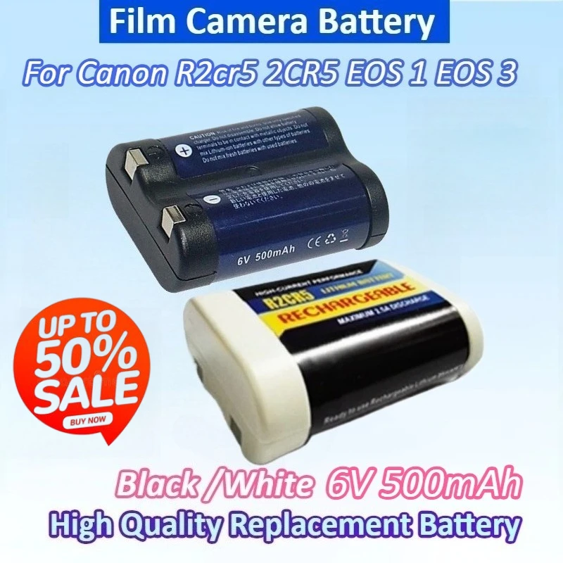 

Newly upgraded 6V 500mAh Camera Battery for Canon R2cr5 2CR5 EOS 1 EOS 3 Rechargeable Lithium Film Camera Batteries with Charger