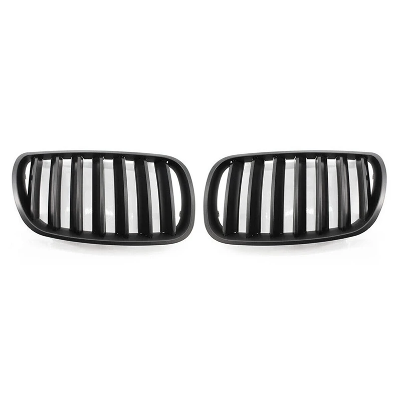 1 Pair Matte Black Front Grille Bumper Kidney Grille For BMW E83 X3 LCI Facelift 2007-2010