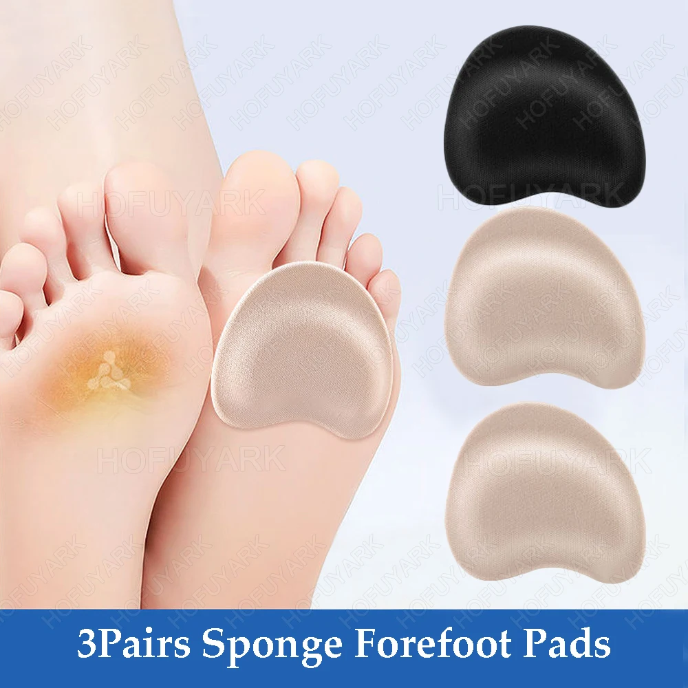 

6pcs Sponge Forefoot Insert Pads for Woman Sandals High Heels Pain Relief Insoles for Standing All Day Working Soft Shoes Pads