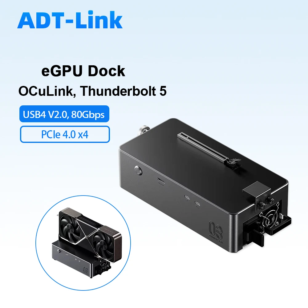 

eGPU Dock AG03 OCuLink TB5 USB4 V2 80Gbps Enclosure 800W PSU 140W Reverse Charge Laptop RTX5070 RX7700XT Unlimited GPU Length