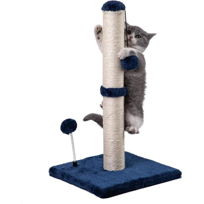 

MECOOL Cat Scratching Post Premium Basics Kitten Scratcher Sisal Scratch Posts with Hanging Ball 22 in for Kittens or Smaller Ca