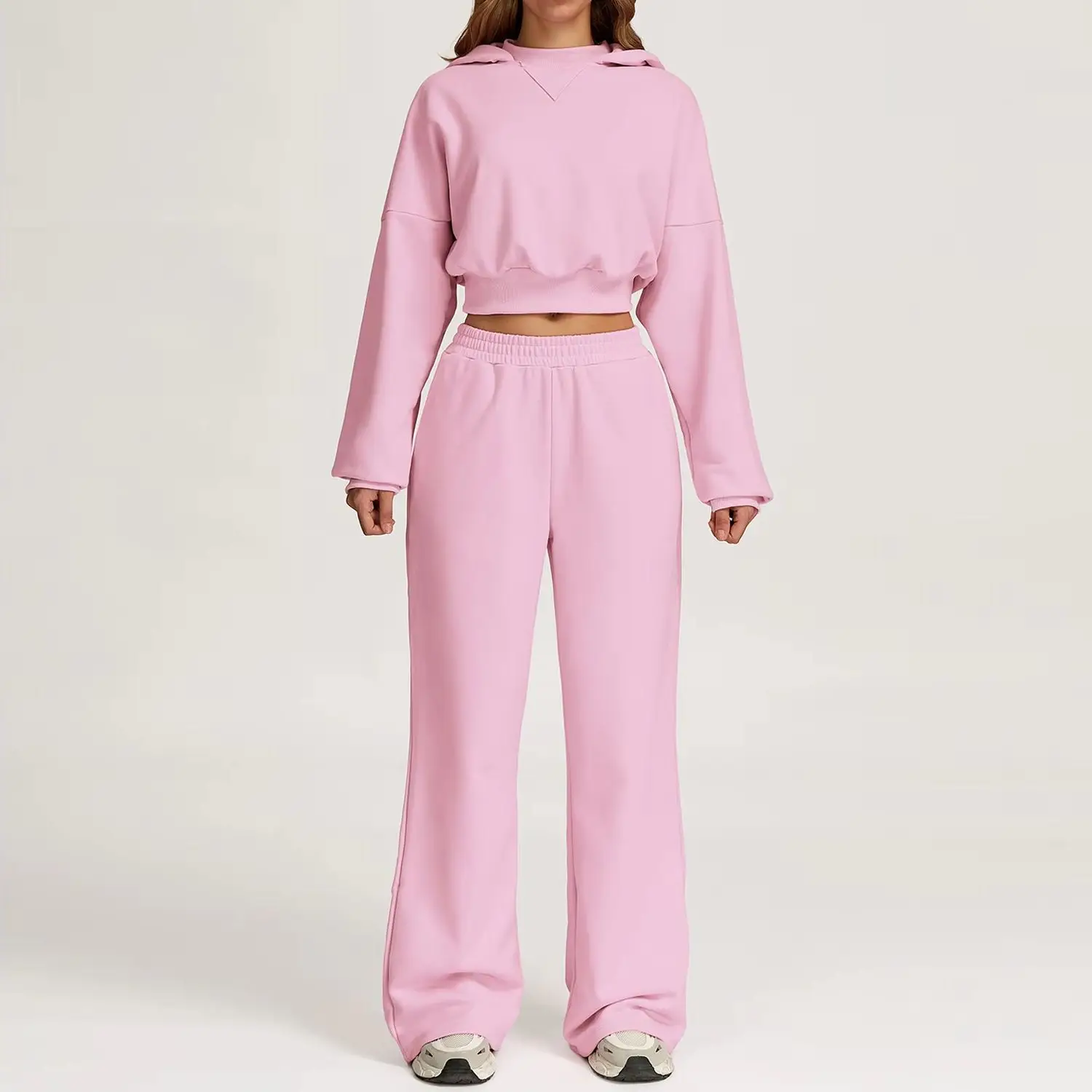 Nuovi vestiti da donna da 2 pezzi Set da yoga allentato per esterni casual Set di felpe con cappuccio calde invernali Set di abbigliamento sportivo da corsa casual da donna