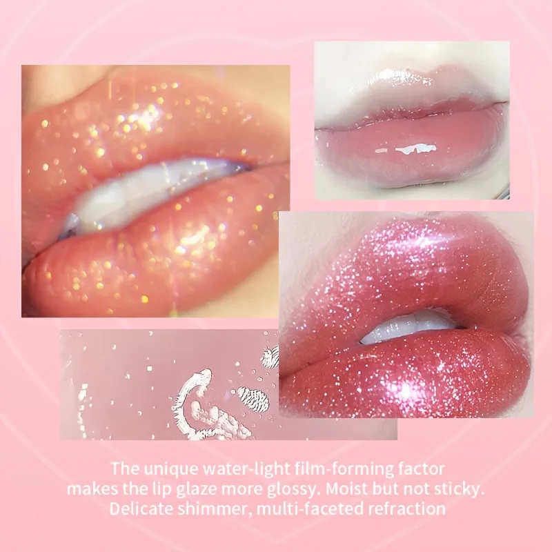 USHAS 3 colorful mirror pearl with flash lip glaze lasting color doe lip moisturizing moisturizing lip honey