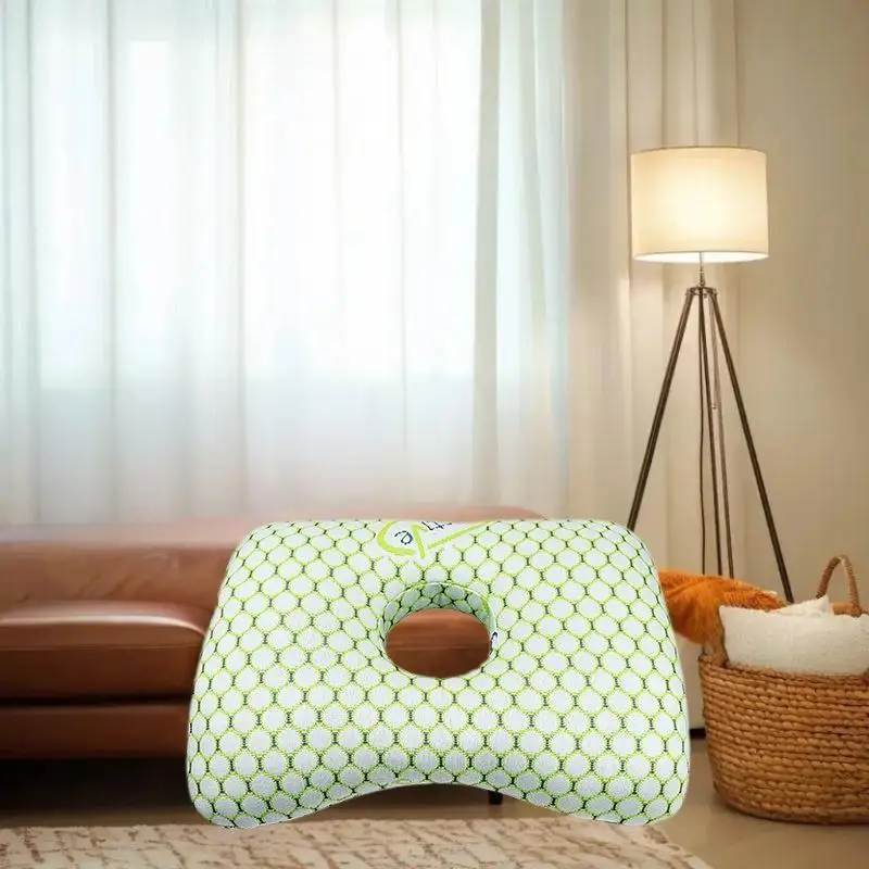 Cotton Filling Ear Piercing Pillow Breathable Ergonomic Pillow With Ear Hole Portable Comfortable Earring Pillow