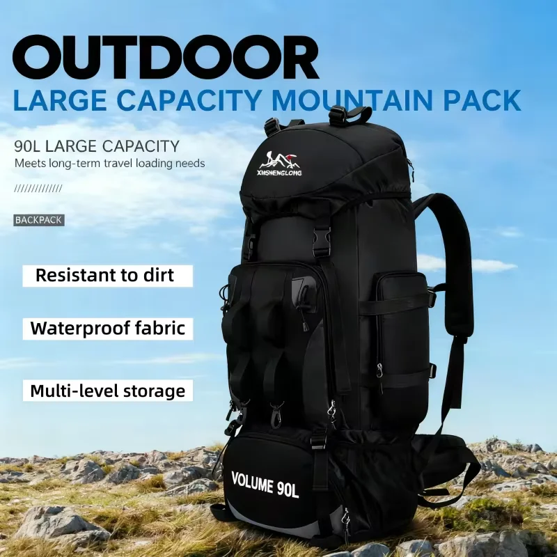 Large 90L Travel Backpack Military Camping Mountaineering Outdoor Backpack Waterproof Durable Adventure Bag for Men Women