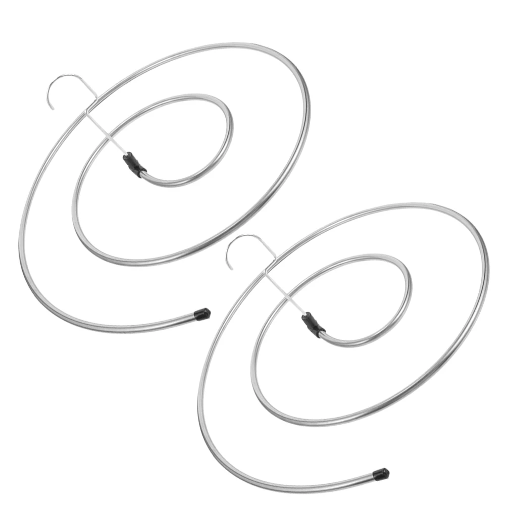 

2 Pcs Drying Rack Set Stainless Steel Spiral Quilt Hanger Balcony Blanket Bulky Clothing Metal Silver Home Saving
