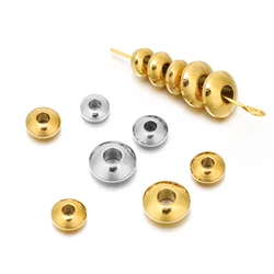 20/50pcs Stainless Steel Double Flat Spacer Beads 4mm 6mm 8mm Gold Color Loose Charms Beads for Bracelet DIY Jewelry Making