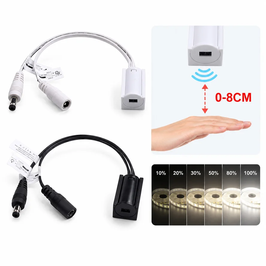 100-0% Infinite Dimming Hand Sweep Motion Sensor Switch 3.7~24V Home Lighting Parts 12V/24V Light Strip Closet Control Use