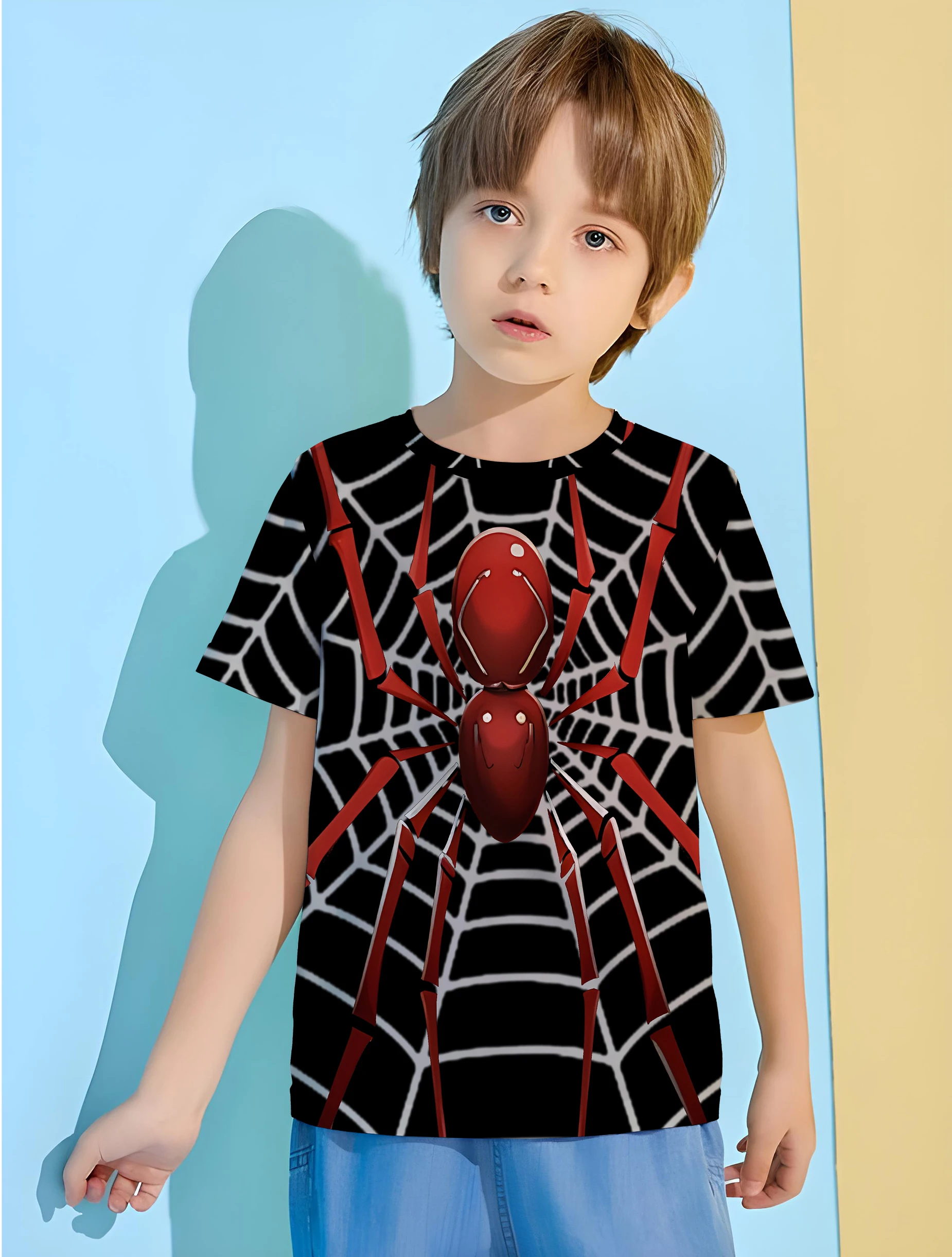 

Spider Korean Children's Clothes 2024 Kids Spring Clothes T-shirts for Children Clothing Boy T-shirt Short Sleeve T-shirty Tops