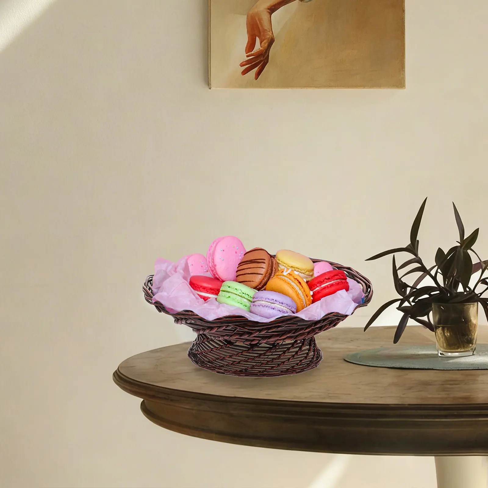 

Washable Woven Fruit Tray Willow Material Delicate and Beautiful Storage Basket for Fruits Vegetables Snacks Natural Woven