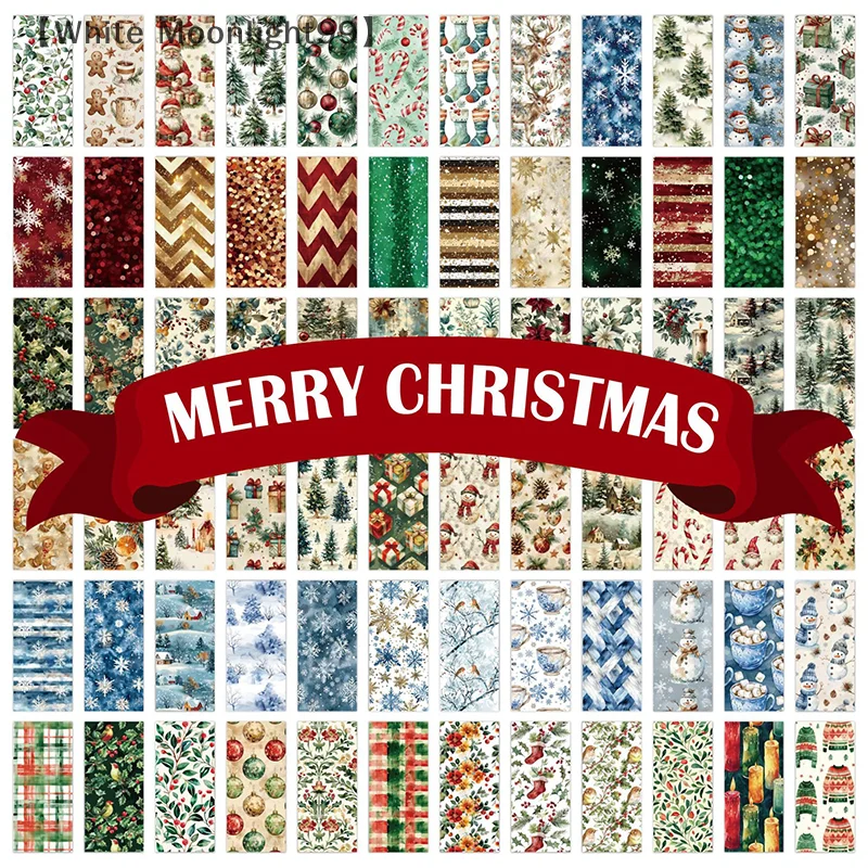 〔White〕Christmas Scrapbook Paper Pad 12 Sheets 6x6 Glitter Confetti Snowflake Single-sided Prints Cardstock 160gsm Acid-free