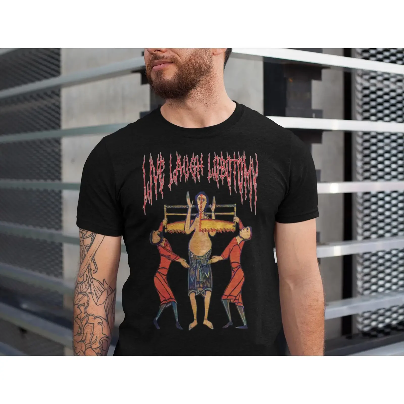 Live Laugh Lobotomy T Shirt Dark Humor Gothic Horror vintage Washed designer clothes streetwear Soft Slightly Casual Versatile