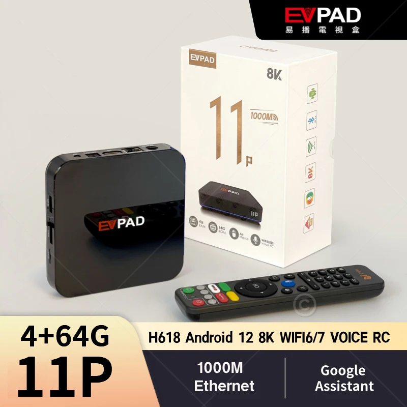 [Подлинный] Evpad 11P/10P/11S 2025 Android TV Box 4 + 64G, лучшая телеприставка, горячая в Корее, Японии, США, Сингапуре, Канада, Великобритании, Австралии