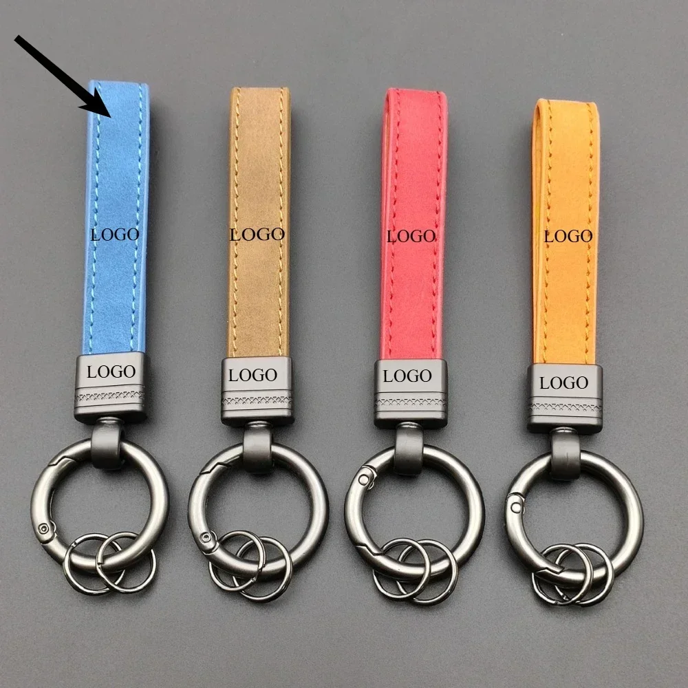 

Laser Customized Engrave Nubuck Leather Keychain for Men and Women Retro Vintage Personalized Keyring Car Logo Key Chain Gift