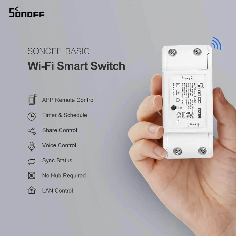 Sonoff Basic R2 Wifi DIY interruptor Smart Switch Remote Controller Smart Home eWeLink APP Control Work with Alexa Google Home