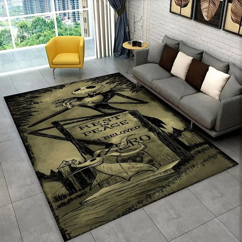 HD Cartoon N-Nightmare Before Christmas Jack Halloween Carpet Rug for Playroom Bedroom Living Room Sofa,Game Area Rug Non-slip