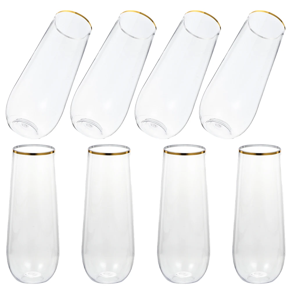 

8pcs Golden Plastic Cocktail Glasses Cups Disposable Party Drink Goblets Sweet Dessert Flutes Stylish Practical