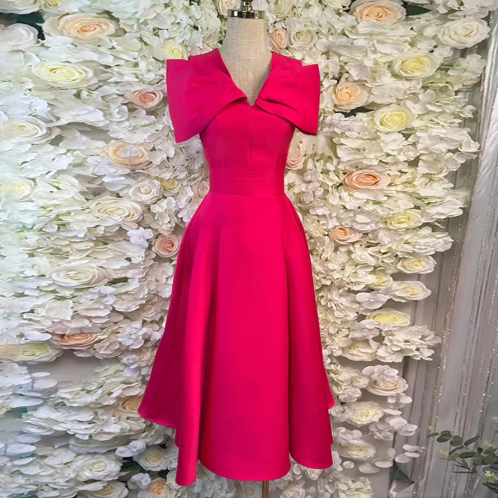 Beshinel-vestido elegante adelgazante, sin mangas, con solapa personalizada, cintura alta, cuello en V, manga corta, cintura alta, temperamento, adelgazante