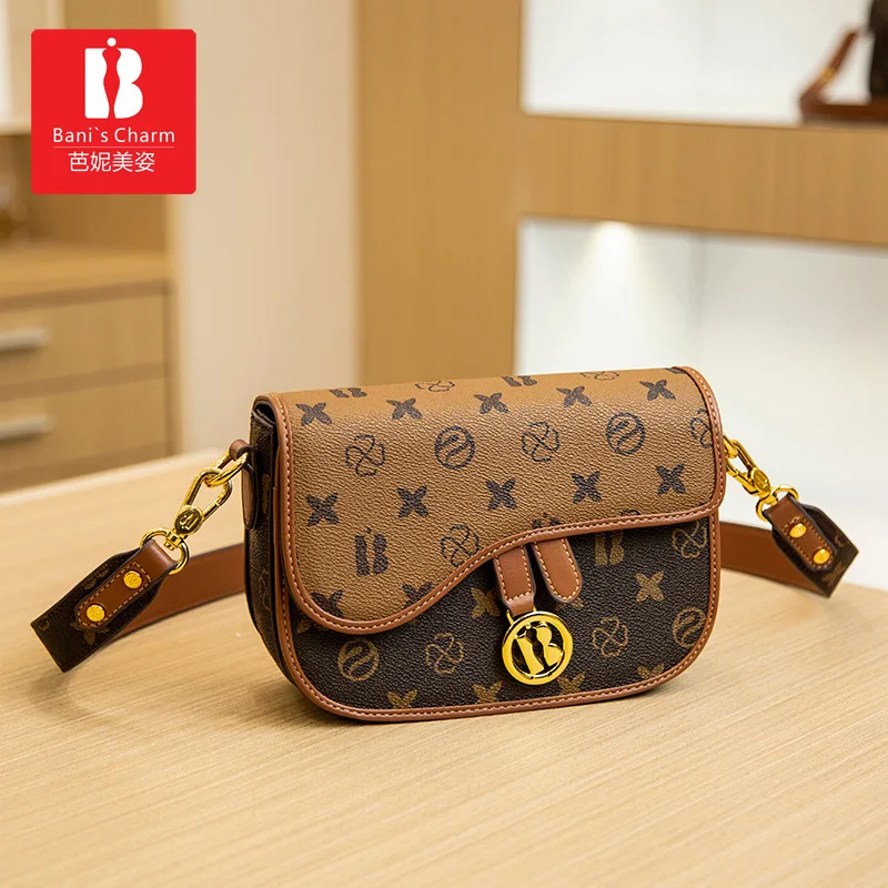 

2024 new printed saddle bag fashion trend one-shoulder small square bag diagonal cross-body bag female niche M029