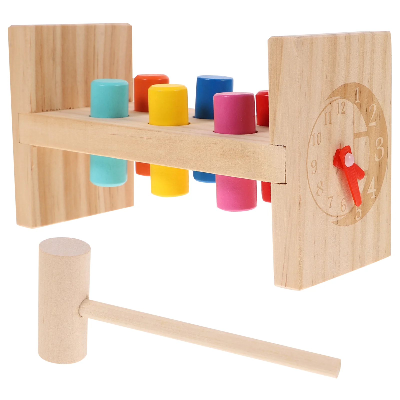 Martillo de madera, juguete, reloj de reconocimiento, juego de taladrar, suministro educativo preescolar, habilidades motoras finas, tiempo de agarre para bebé, cognición