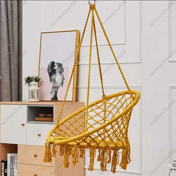 

Nordic Cotton Rope Hammock Chair Handmade Knitted Indoor Outdoor Kids Swing Bed Adult Swinging Hanging Chair Hammock