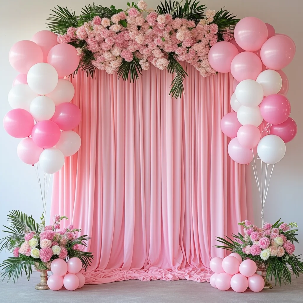 Rosa elastischer Hintergrund für Hochzeiten und Geburtstage, geeignet für romantische Bankettsaal-Hochzeits- und Geburtstagsfeier-Hintergrunddekoration