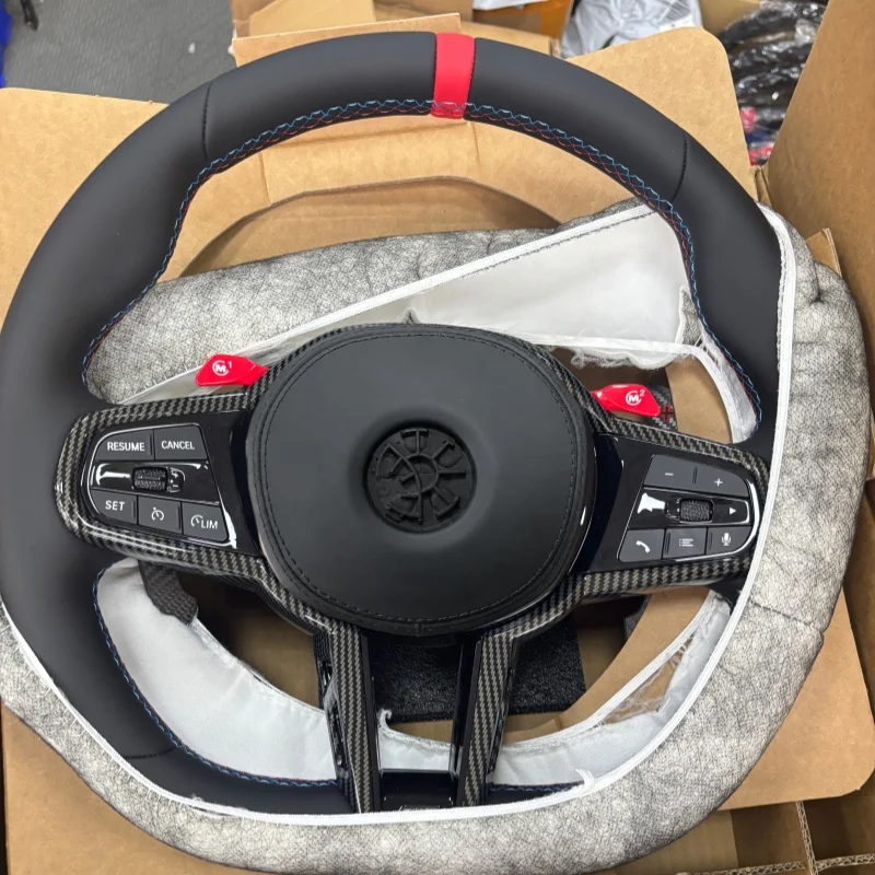 Red M1 M2 Leather For BMW G20 G21 G28 G30 G31 G32 G14 G15 G16 G01 G02 G05 G06 G07 G70 Steering Wheel Accessories