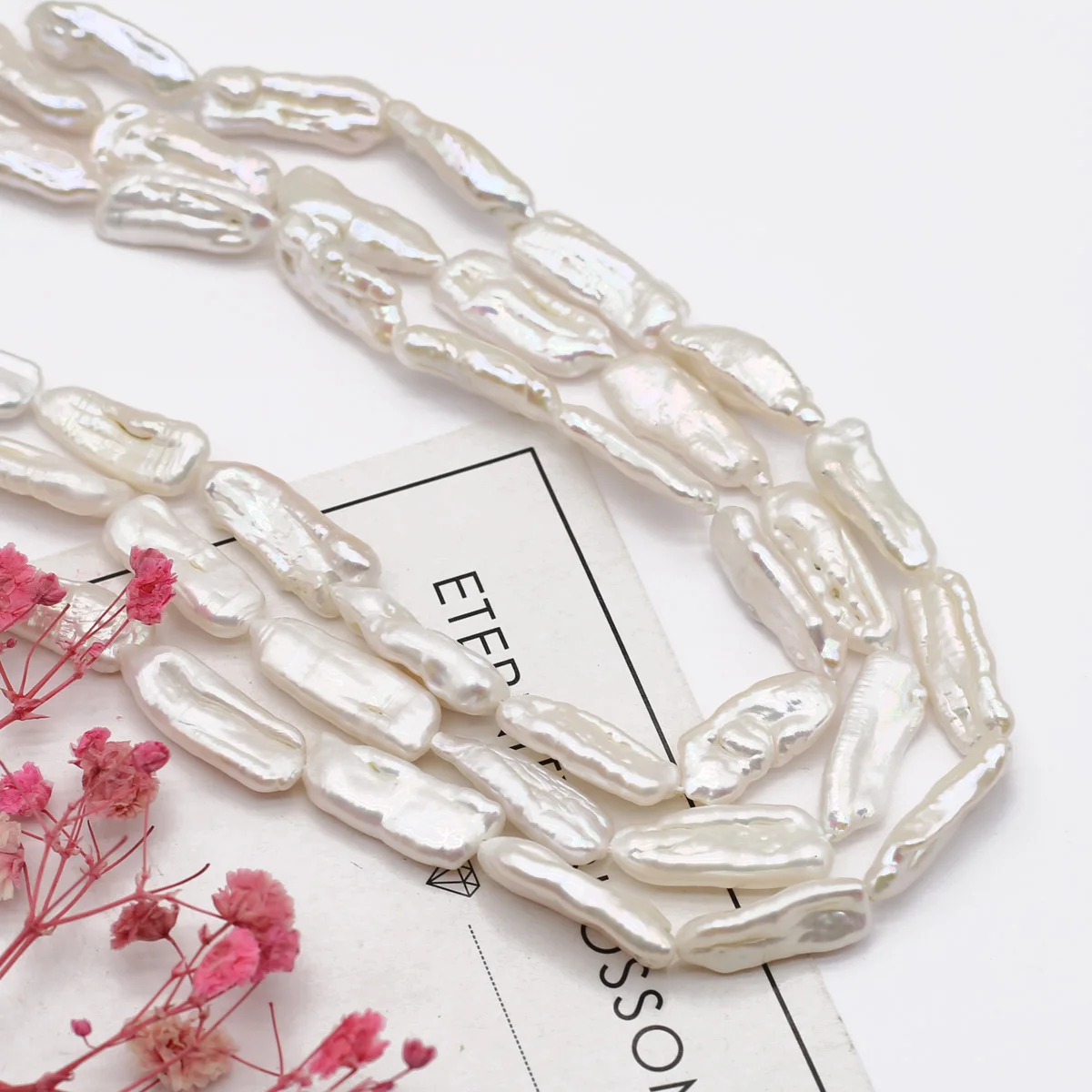 100% Baroque Natural Freshwater Pearl Bead Long Strip Punch Beads for Diy Making Baroque Earring Necklace Jewelry