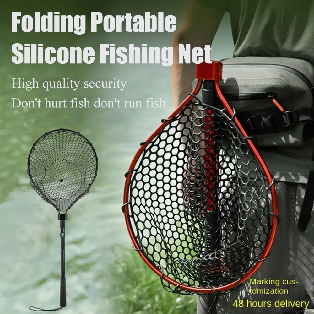 

Folding Lure Net Aluminum Alloy Portable Fish Scooping Tool 35cm Inner Diameter