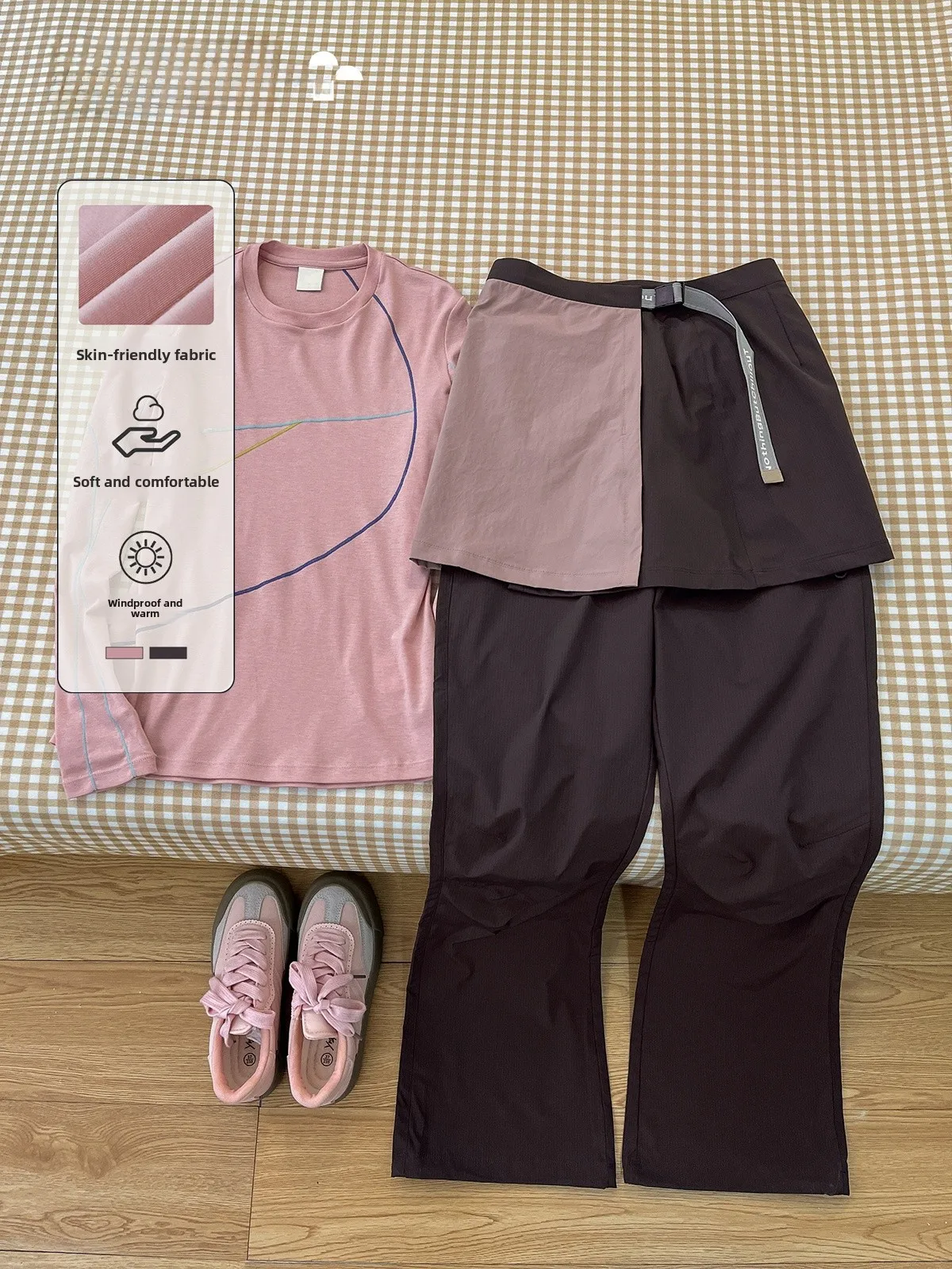 

ZEENI Spicy Girl Casual Long Sve Outdoor Sports Fitn Set Women's T-irt And Pants Ensemble Spring Season Faion