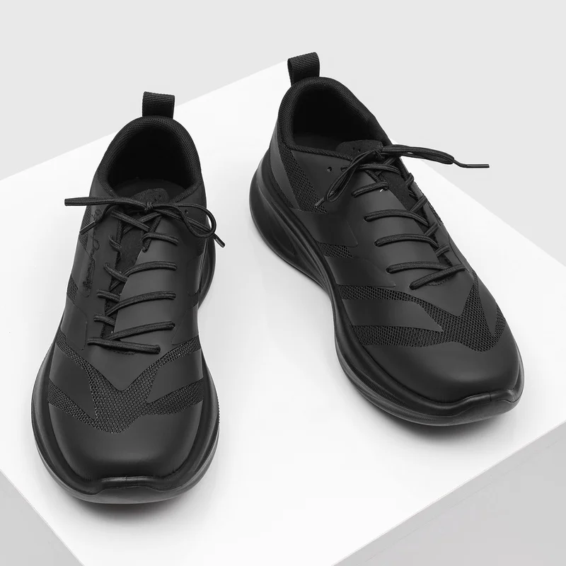 Summer Breathable Mesh Thick Soled Men Casual Height Increasing Splicing High-end Anti Slip Outdoor Travel Hiking Shoes
