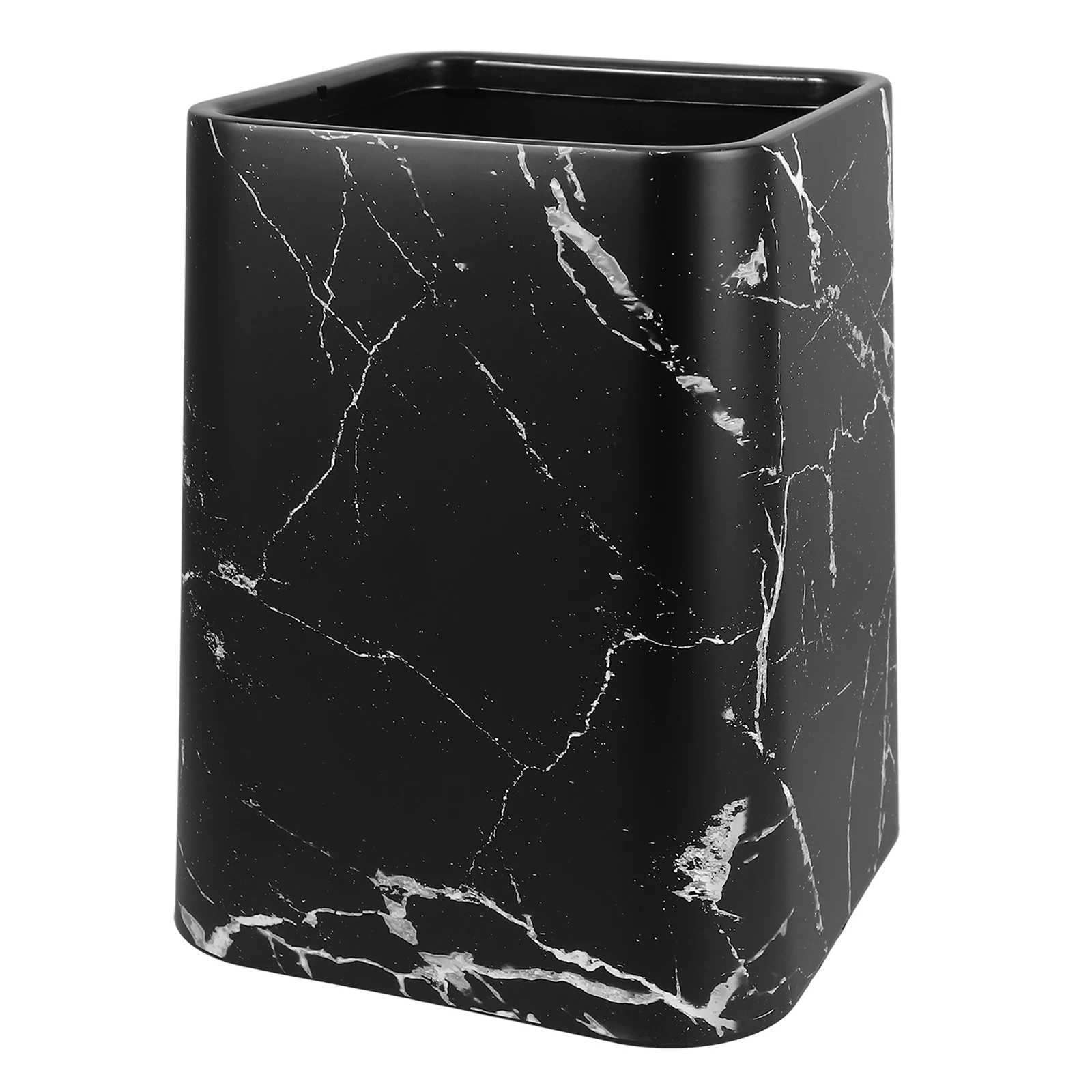 

Imitation Marble Trash Can Double Layer Kitchen Bathroom Waste Basket Dustbin Bedroom Office Black Garbage Can Modern Diaper Bin