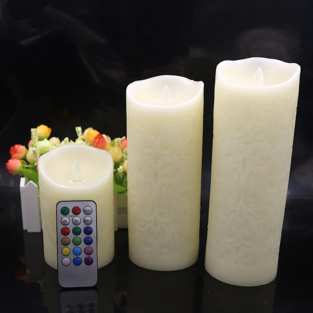 Colorful Gradient LED Candles Remote Control Electronic Flameless Breathing Candle Lights Wedding Party Christmas Decoration