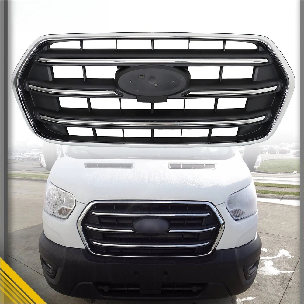 Front Upper Grille Grill For Ford Transit T150 2020-2022 Black&Chrome