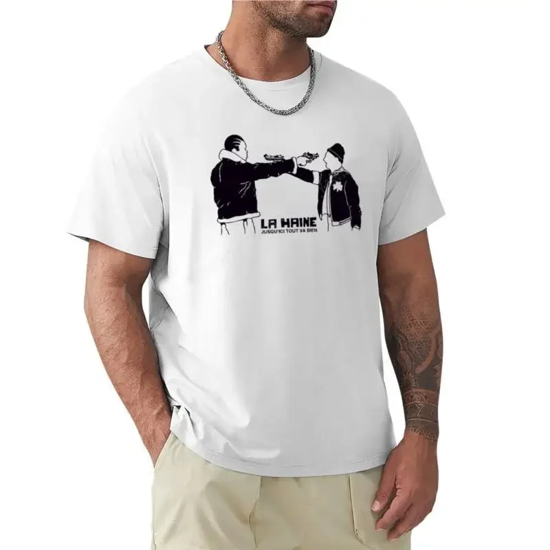 men cotton la haine T-Shirt plain cat shirts cute tops for men summer  for man